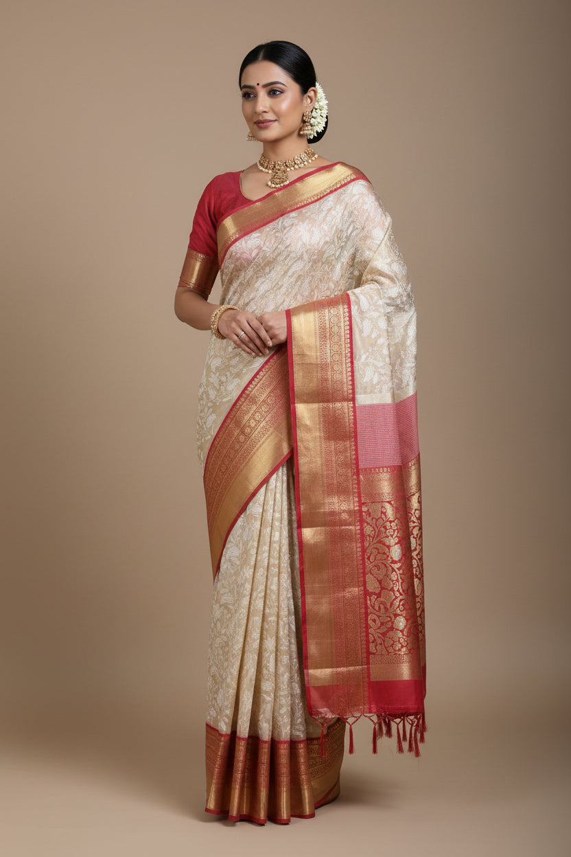 Kanchi Tissue Saree with Elegant Chikankari Work Sarees